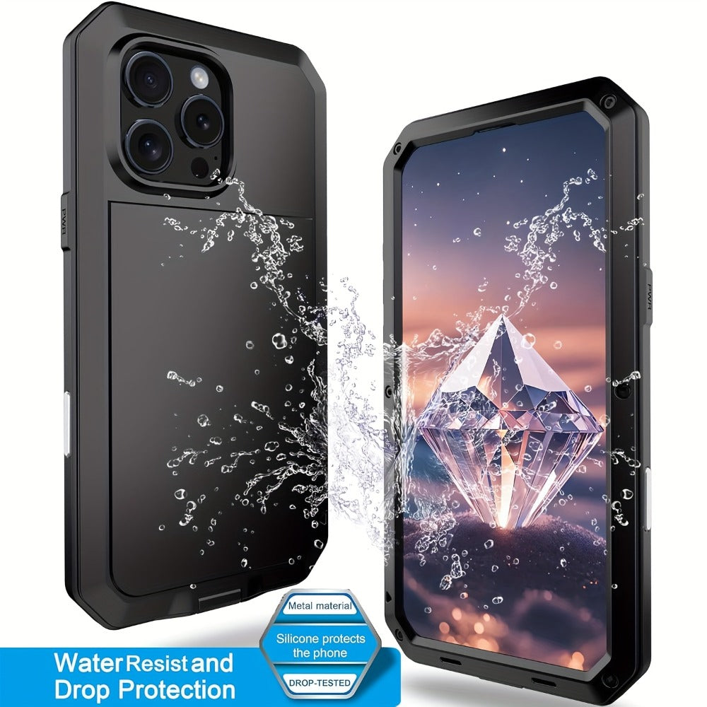 Metal Silicone Heavy Duty iPhone Case Full Body Protection – Anti-Drop Dustproof Shockproof Cover for iPhone 11 12 13 14 15 16 17 Air Plus