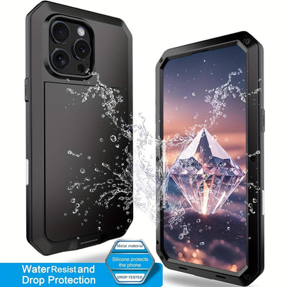 Metal Silicone Heavy Duty iPhone Case Full Body Protection – Anti-Drop Dustproof Shockproof Cover for iPhone 11 12 13 14 15 16 17 Air Plus