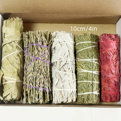 Sage Smudge Kit 5 Pack White Sage Cedarwood Dragon's Blood Eucalyptus Lavender Incense Sticks for Entryways, Bedrooms and Living Spaces