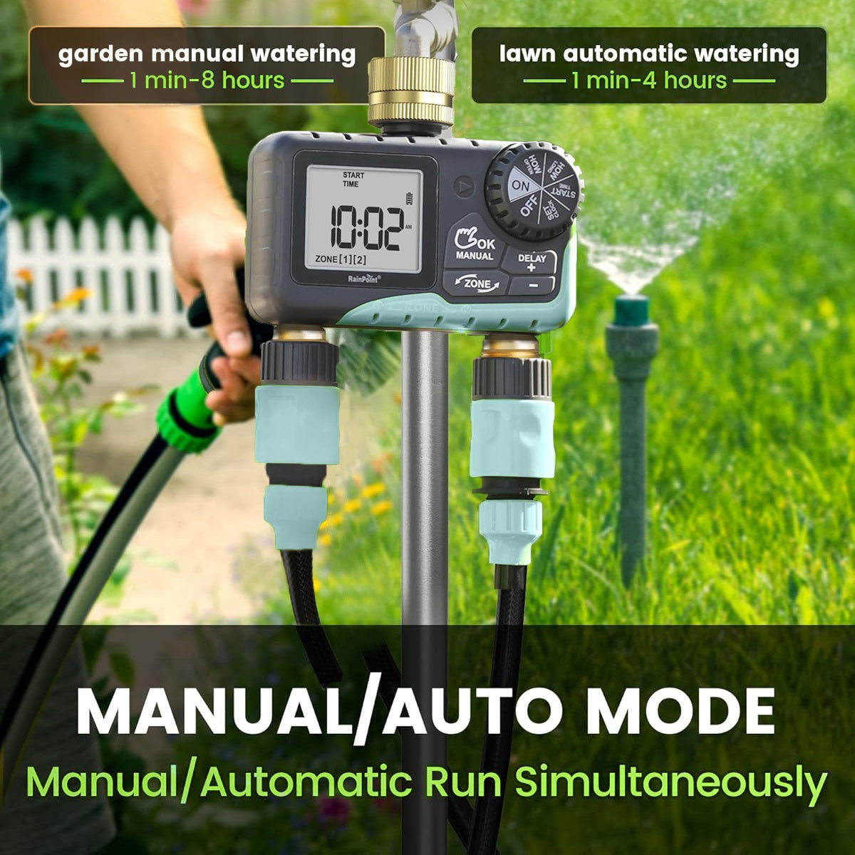 2-Zone Sprinkler Timer Programmable Faucet Irrigation Controller for Lawn & Yard, for Garden, Lawn and Yard Watering