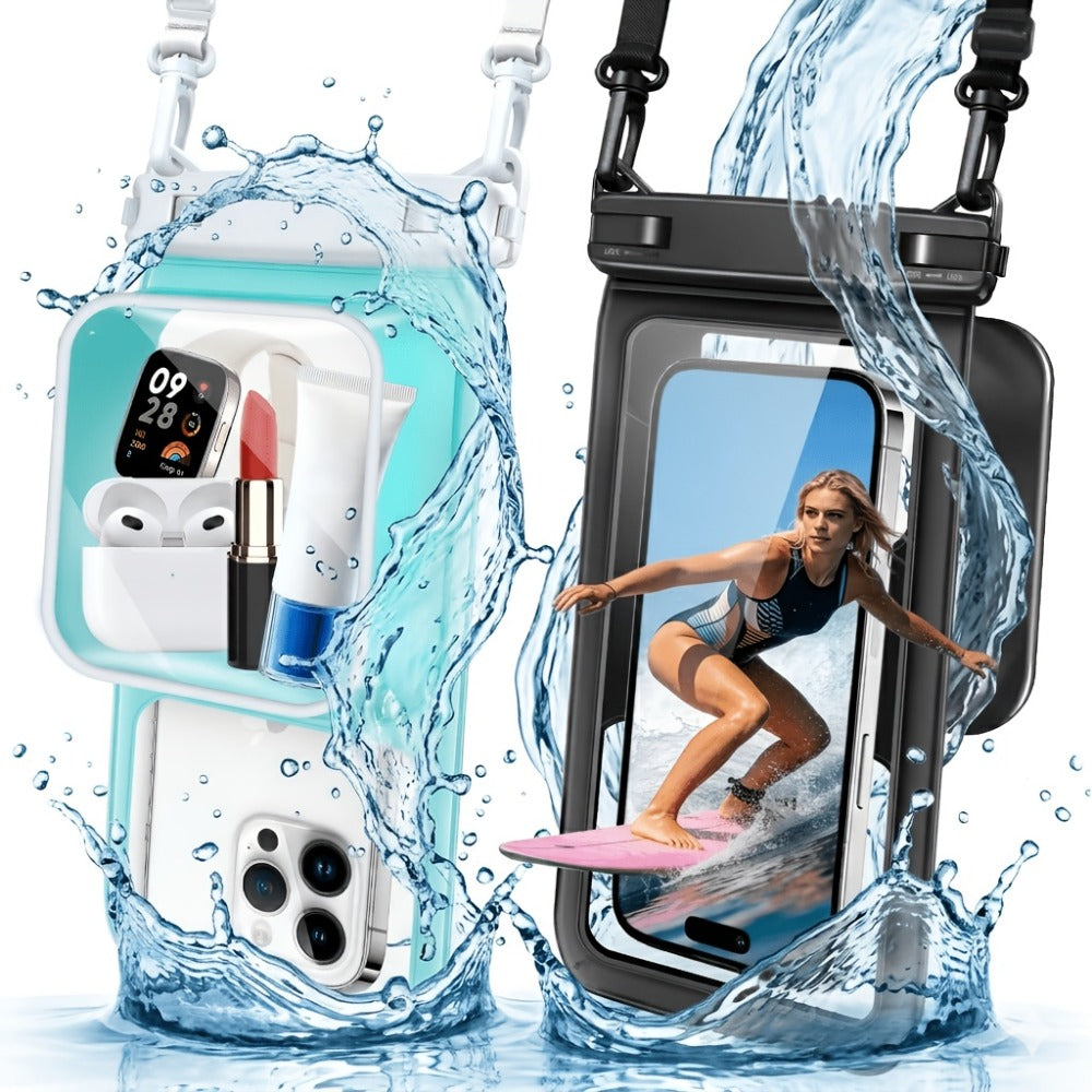 Phone Pouch 2 Pack Floating Dual Compartment Dry Bag for Camping, Travel and Outdoor Use, with the Listed Configuration