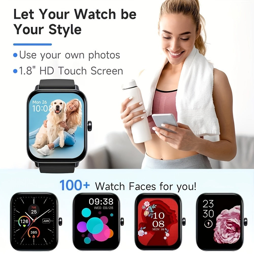 Smartwatch Couple's Set with Voice Assistant – Wireless Calling, Built-in Speaker, Music Control, Fitness Tracker – Matching His