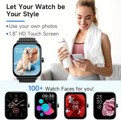 Smartwatch Couple's Set with Voice Assistant – Wireless Calling, Built-in Speaker, Music Control, Fitness Tracker – Matching His