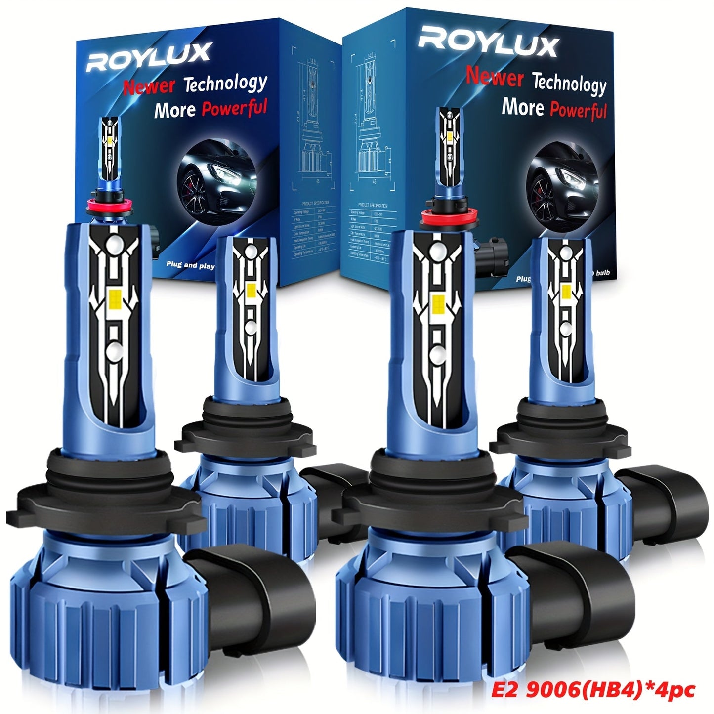 LED Headlight Bulbs Kit 4pcs, 80W 20000LM 6000K Super Bright White High & Low Beam Fog Lamp Replacement for H11+H11 / 9006+9006