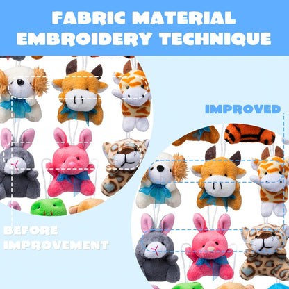 36 Pack Mini Stuffed Animals Bulk, 3 Inch Animal Plush Toys with Keychain 36 Unique Designs