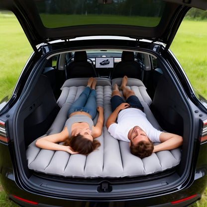 Inflatable Car Bed SUV Air Mattress – Flocked RV Camping Mattress 75"x51" with Storage Bag & Repair Kit | Black, Gray, Beige, Brown
