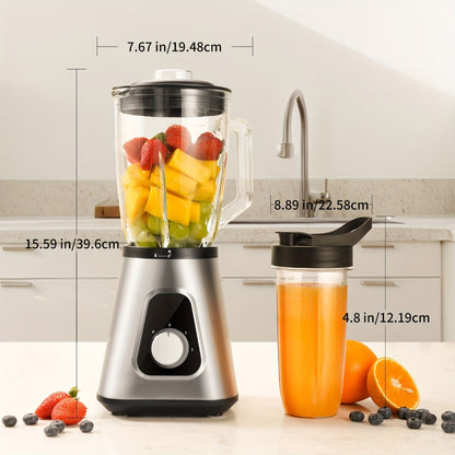 Blender 1200W Smoothie Maker & Milkshake Machine, 52oz Countertop + 22oz Personal Blender Set, 3 Speed Settings