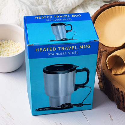 Car Electric Kettle 12V - Portable Stainless Steel Travel Hot Water Heater Cup for Tea Coffee, 15.22oz Fast Boiling