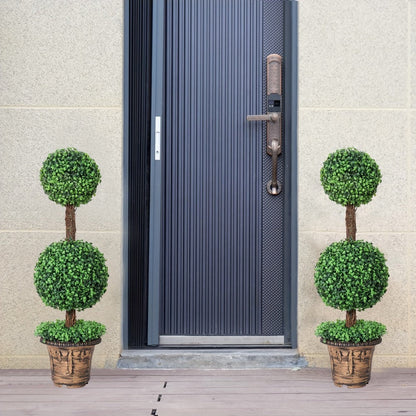 Artificial Boxwood Topiary Tree 2 Pack 3ft 4ft Faux Topiary Ball Tree Potted Plant for Front Door Porch Living Room Indoor Outdoor Decor