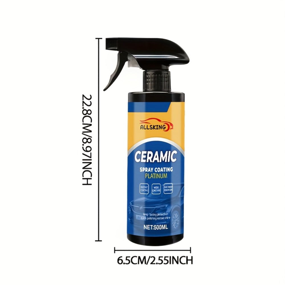 Ceramic Coating Spray for Cars – 3-in-1 Nano Polish, Scratch-Resistant Glossy Protective Layer, Compatible with All Paint Types