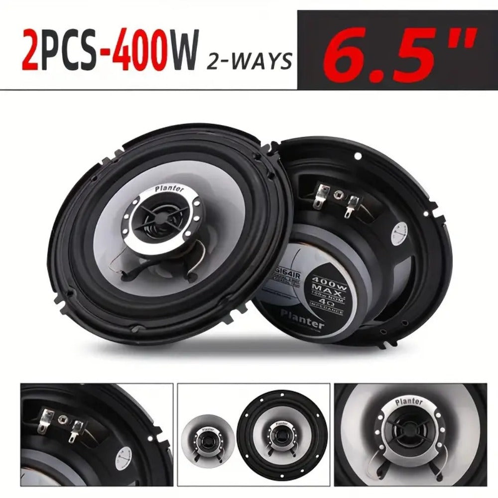 6.5 Inch 400W Car Coaxial Speakers HiFi Full Range – Rubber Edge, Strong Magnet, Universal Fit for Ford Chevy Toyota Honda