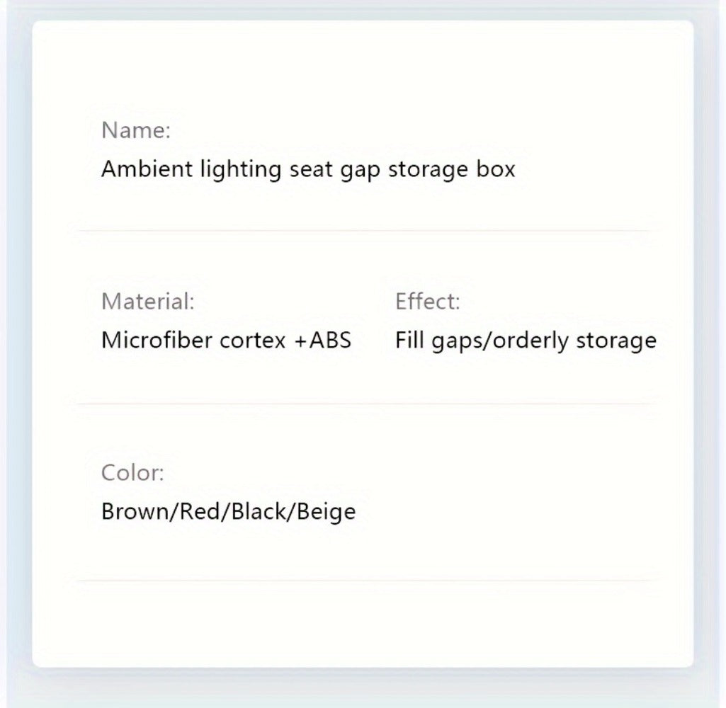 Black Lighted Seat-Gap Car Organizer with Phone Slot, USB Ports and Driver, Passenger or Pair Options