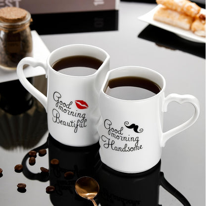 Kissing Couple Ceramic Mug Set 2pcs – Love Coffee Mug Anniversary Wedding Valentine Gift 360ml
