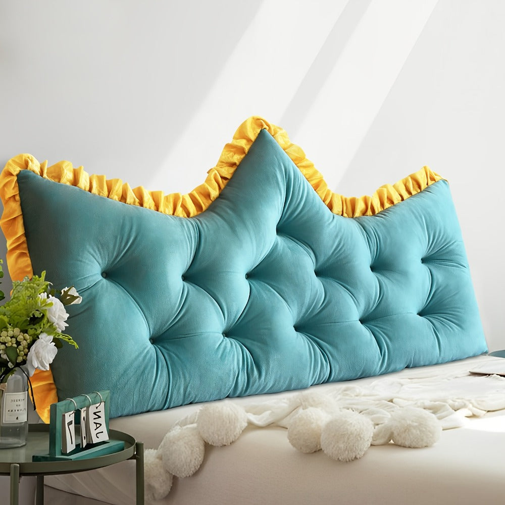 Tufted Backrest Cushion Large Vintage Ruffle Trim Sofa Bed Pillow Filled Lumbar Support Cushion Hand Washable Home Decor Pearl Gray Mica