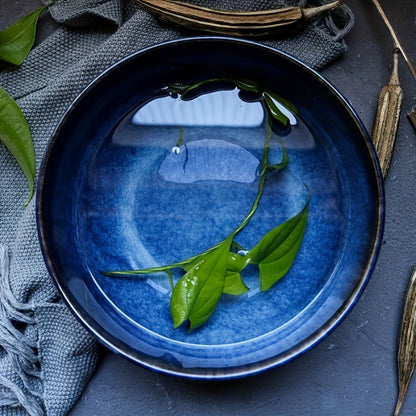Extra Large Ceramic Bowls Set of 2, 81oz Deep Blue Salad Bowl, Ramen Noodle Soup Bowl, Stylish Durable Dinnerware for Home Kitchen