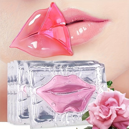 Fifteen Individually Wrapped Pink Lip-Shaped Gel Patches in Clear Rectangular Sachets with 15-Piece Count