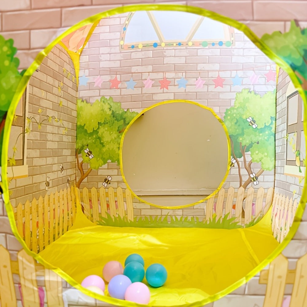 Kids Cottage Play Tent with Ball Pit Cartoon Playhouse Indoor Outdoor with the Listed Color, Size or Set Options for Everyday Use