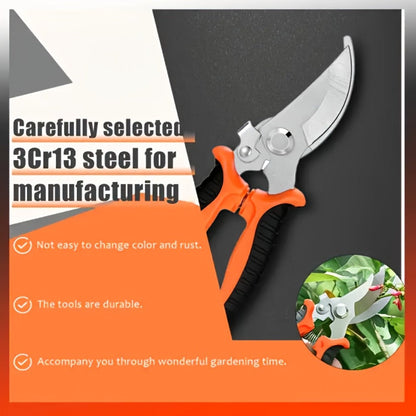 Gardening Pruning Tool Set 8 Piece Stainless Steel, Pruning Shears Scissors Pliers Handle with Wiping Cloth