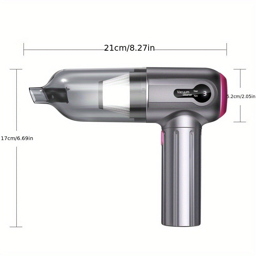 15, 000Pa Cordless Handheld Vacuum Cleaner with Brushless Motor, Clear Dust Cup, Blower and Pump Heads