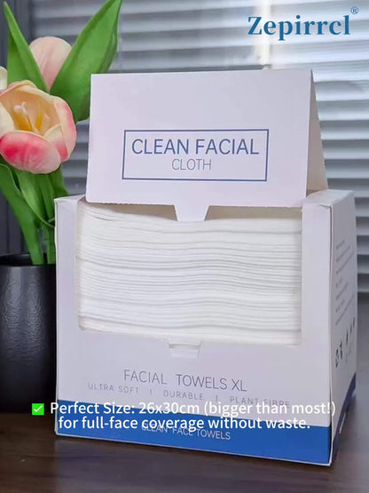 Disposable Facial Towels Extra Large Thick Dry Wet Cleansing Cotton Towel 40 Sheets Per Box for Entryways, Bedrooms and Living Spaces