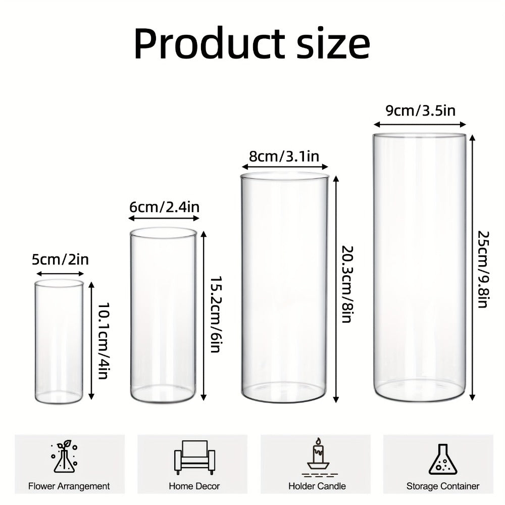 Clear Glass Cylinder Candle Holder Vases 12/24/36/48 Pcs, 4 6 8 10 Inch Tall Hurricane Floating Candle Vase
