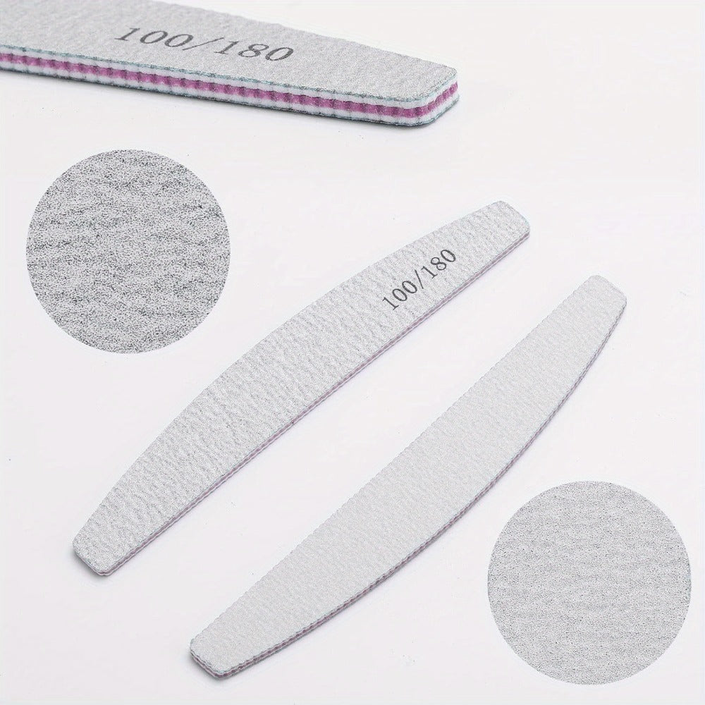 Nail Files and Buffers Professional 100 180 Grit Double-Sided Sanding Boards Reusable Polishing Blocks for Manicure Pedicure Salon Home Use