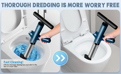Toilet Plunger Set High Pressure Air Drain Unclogger - Stainless Steel Toilet Snake & Air Discharge Impactor for Clogged Toilet
