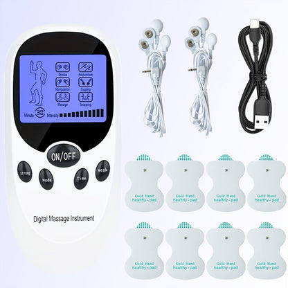TENS EMS Dual Channel Stimulator Massager, 8 Electrodes for Back, Shoulder & Knee Pain, Recovery