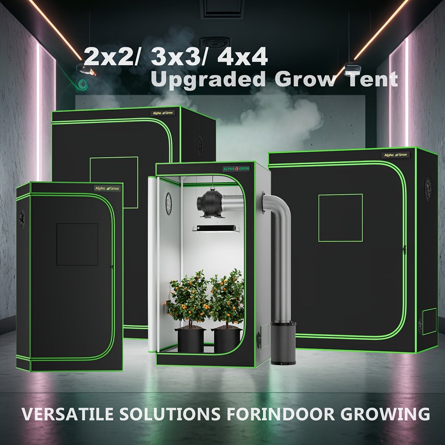 ALPHAGROW Grow Tent Greenhouse Portable 2X2/3X3/4X2/4X4 Ft High Reflective 1680D Mylar Canvas for Garden, Patio and Yard Use