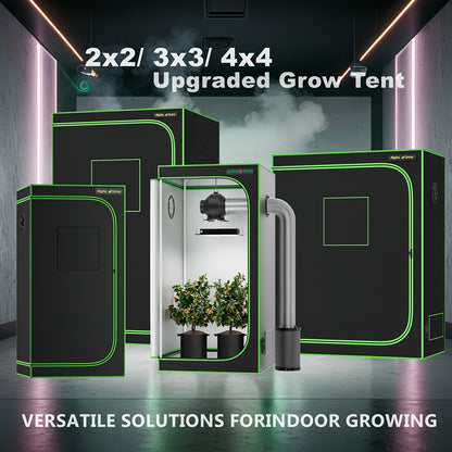 ALPHAGROW Grow Tent Greenhouse Portable 2X2/3X3/4X2/4X4 Ft High Reflective 1680D Mylar Canvas for Garden, Patio and Yard Use
