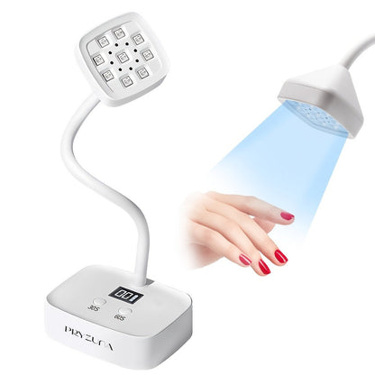 Gooseneck Stand LED Nail Lamp with Nine Dual-Light Beads, LCD Base, Two Timers and Type-C Charging