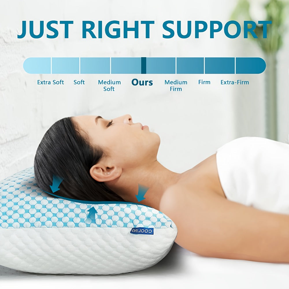 Memory Foam Bed Pillows King Size 2 Pack Hotel Quality Cooling Down Alternative Non-Collapsing Pillow Set Polyester Viscose Cover