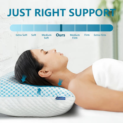 Memory Foam Bed Pillows King Size 2 Pack Hotel Quality Cooling Down Alternative Non-Collapsing Pillow Set Polyester Viscose Cover