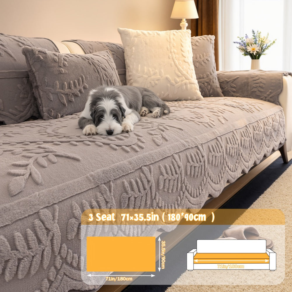 Sofa Cover Quilted Plush-Texture Panels in 35.5-Inch Width for 1 to 4 Seats, Backrest or Armrest