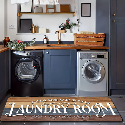 Farmhouse Laundry Room Runner Rug – Retro Kitchen & Bathroom Mat, Anti-Slip Floor Runner for Laundry Room