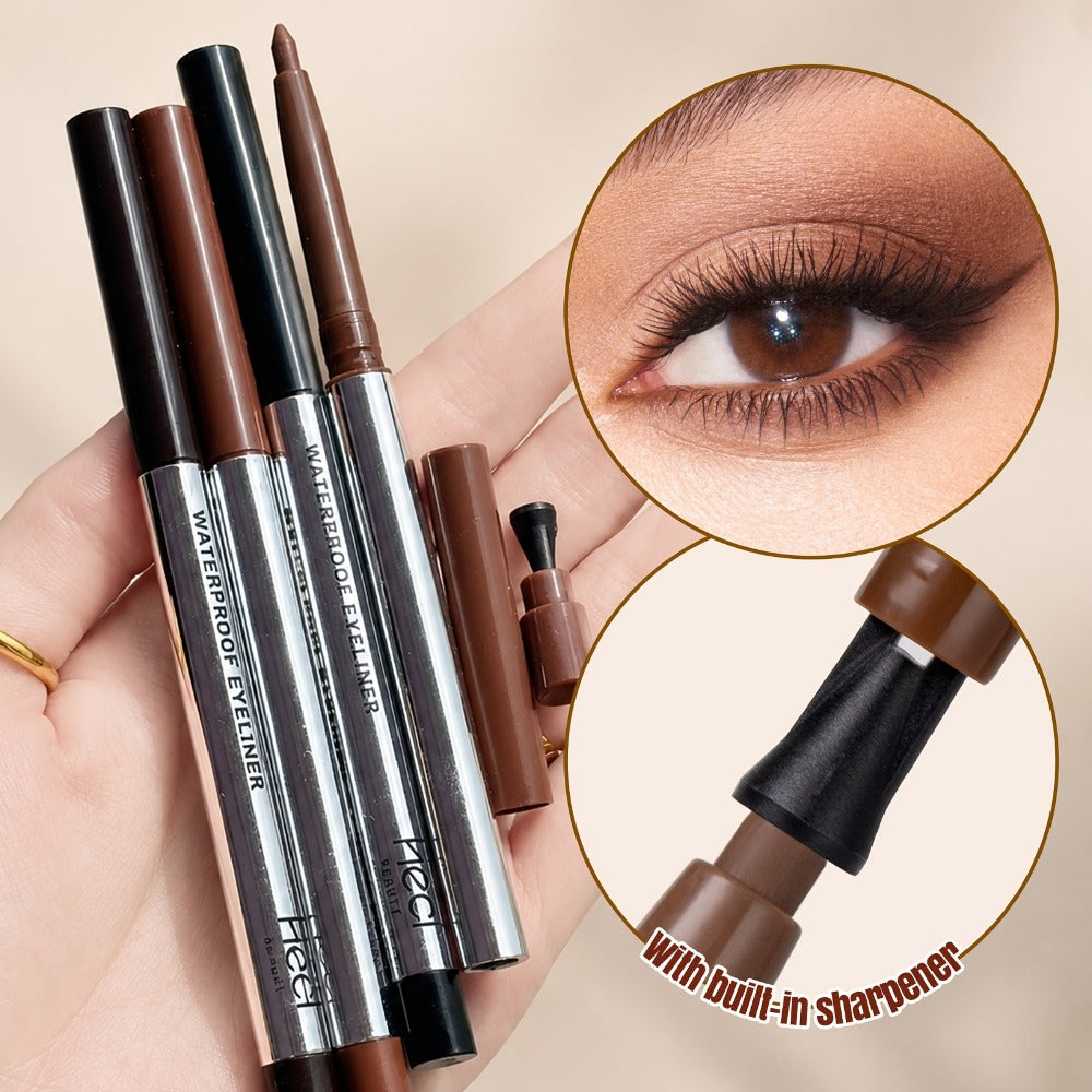 Quick-Dry Brown & Black Gel Eyeliner Pencil 3 Pack Waterproof Smudge-Proof, for Makeup, Travel and Everyday Vanity Use