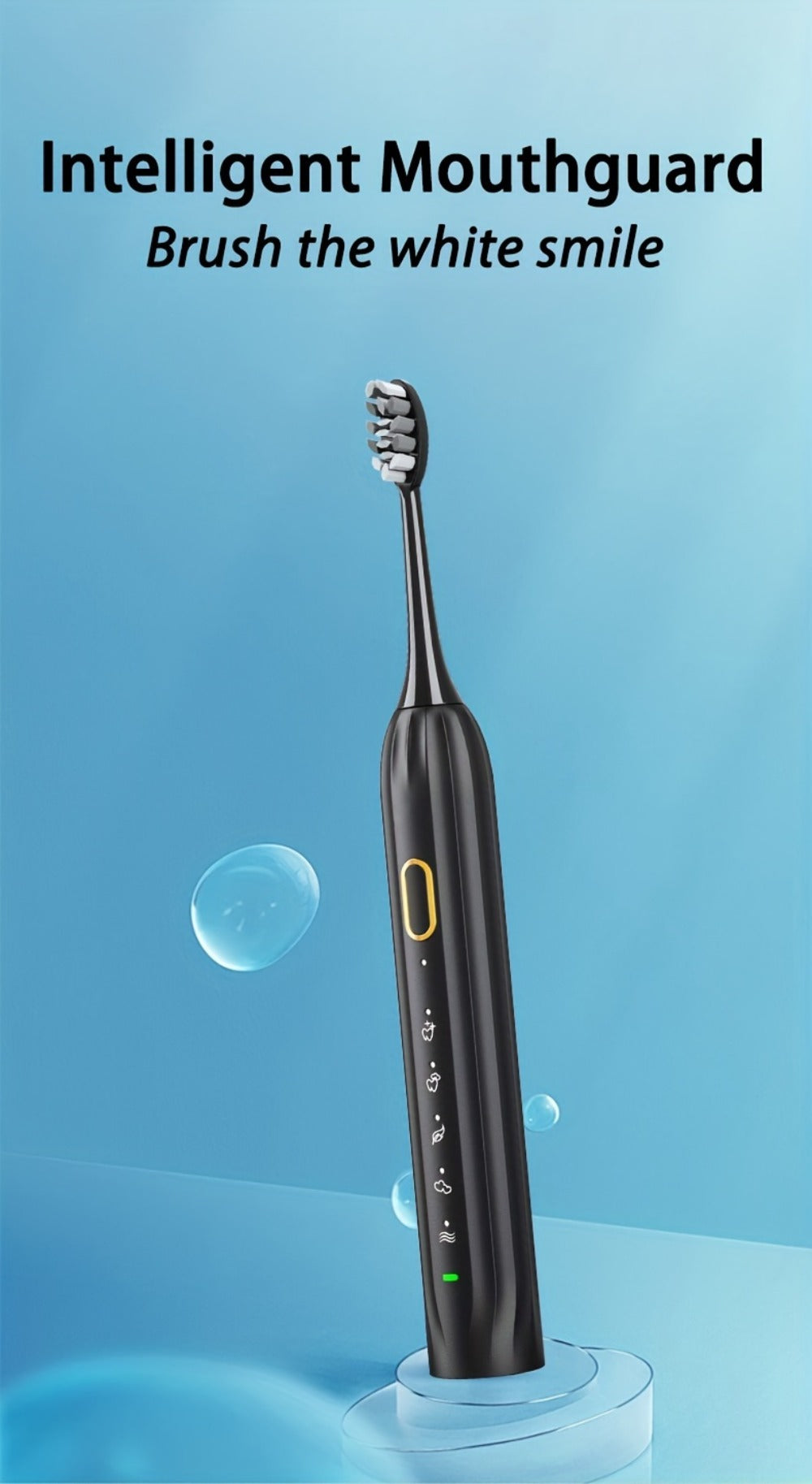 Sonic Electric Toothbrush IPX8 Waterproof USB Rechargeable with 5 Replacement Brush Heads, Smart Timer, Metal Shaft