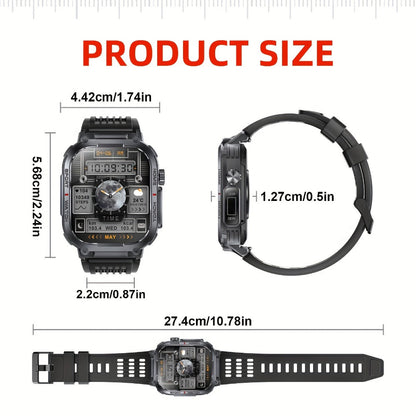 Smartwatch for Men 2.02 Inch with LED Flashlight, Wireless Calling and Activity Tracking for Outdoor Use