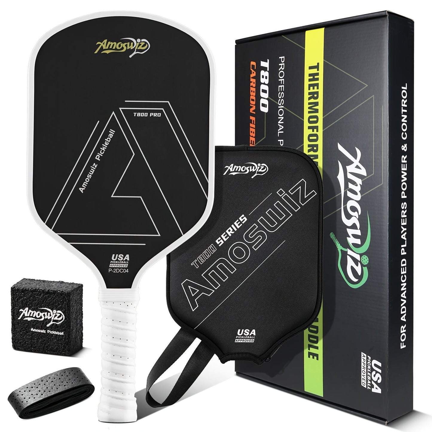 Carbon Fiber Pickleball Paddle T800 16mm Thermoformed – Elongated Pickleball Racket for Spin Power & Control, Upgraded 3-Layer Foam Edge