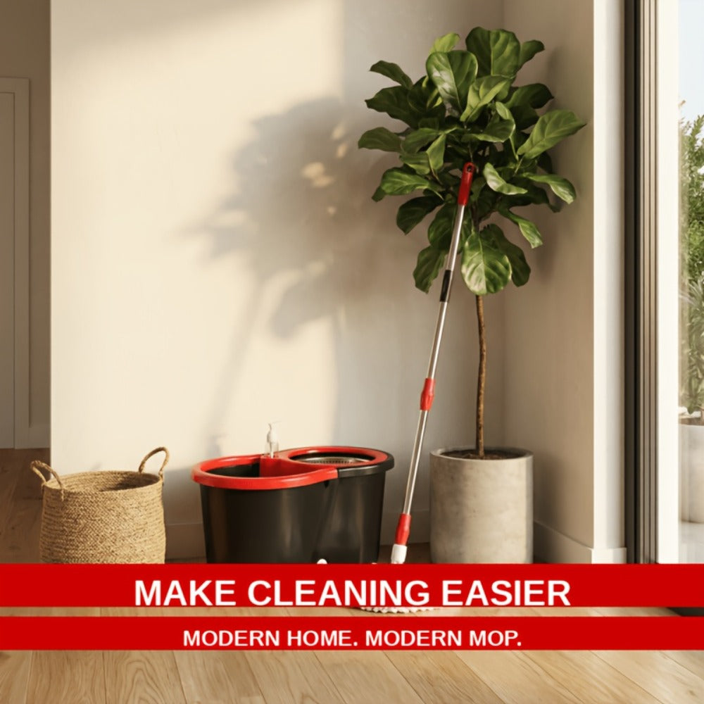 Spin Mop and Bucket Set with Wringer 360 Degree Spinning Self-Wringing Mop 4 Microfiber Mop for Bath Time, Home Spa and Personal Care