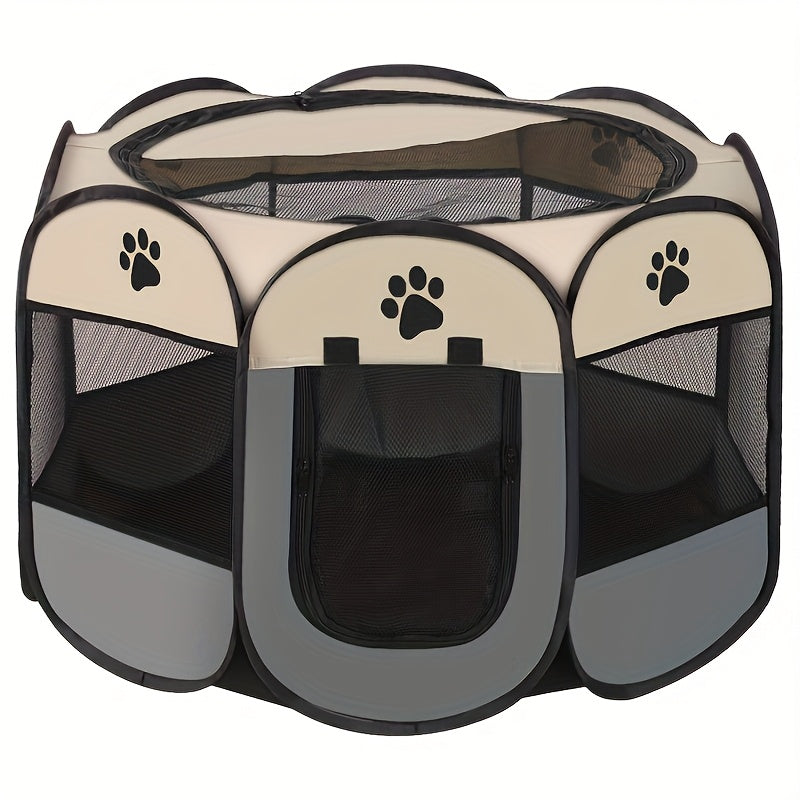 Octagonal Foldable Pet Playpen Tent for Dogs & Cats – Oxford Fabric Scratch-Resistant Portable Dog Kennel Cat Enclosure Maternity Room
