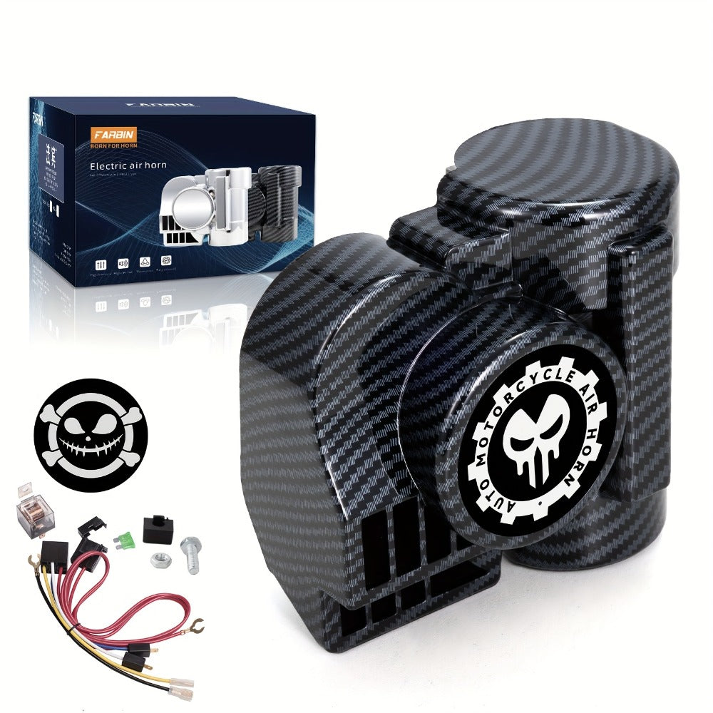 12V Air Horn Super Loud Train Sound for Car Truck Motorcycle Boat SUV Universal Fit Compressor Kit with Relay Harness & Horn Cover