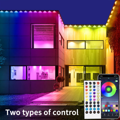 RGB Eave String Light Kit from 50ft to 400ft with Plug-In Adapter, App and Handheld Remote