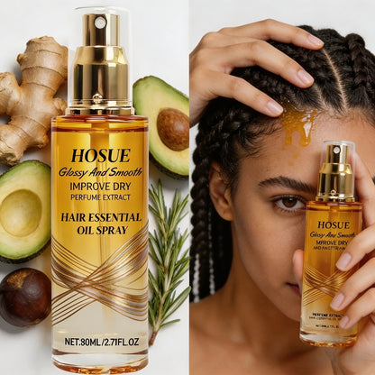Anti-Frizz Hair Essential Oil Spray Smoothing & Conditioning Treatment for Dry, Damaged & Frizzy Hair