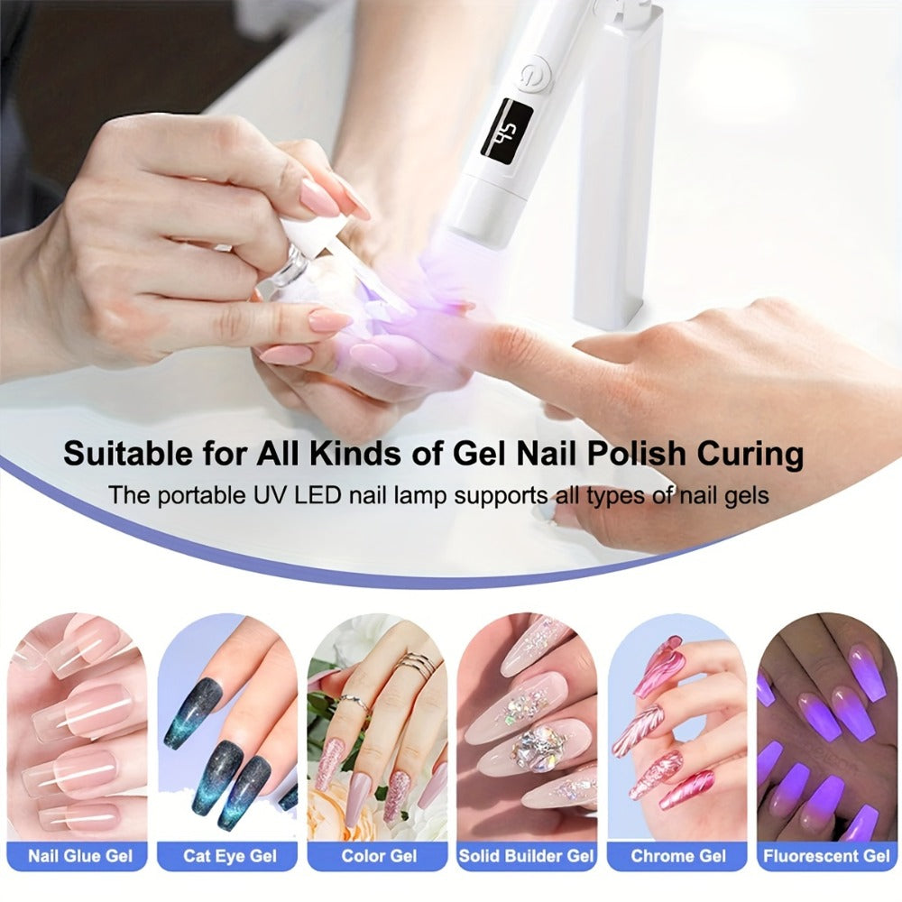 Rotating Stand LED Nail Lamp with Adjustable Stand Bracket, 45s/60s Timer Display and USB Power