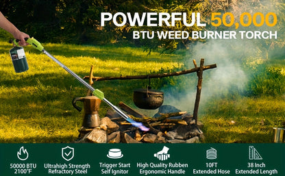Propane Weed Torch, Flame Weeder Ice Melter Outdoor Roof Driveway for Garden, Patio and Yard Use
