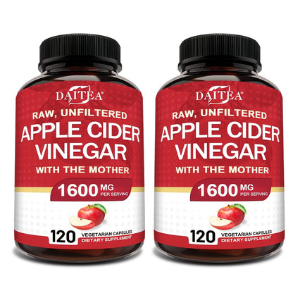 Apple Cider Vinegar Capsules 1600mg with Vitamin & Mineral Blend, Digestion for Bath Time, Home Spa and Personal Care