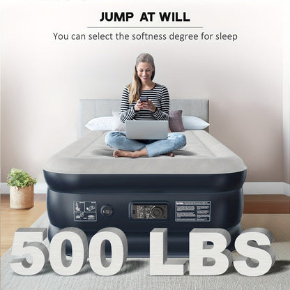 Air Mattress with Built-In Pump, 18'' Self-Inflating Portable Air Bed for Home, Camping & Travel