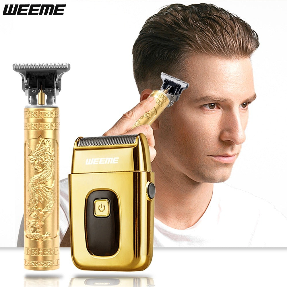 Men's Electric Hair Trimmer and Beard Trimmer 2-Piece Set Cordless Hair Clipper Short Beard for Everyday Face, Beard and Body Grooming