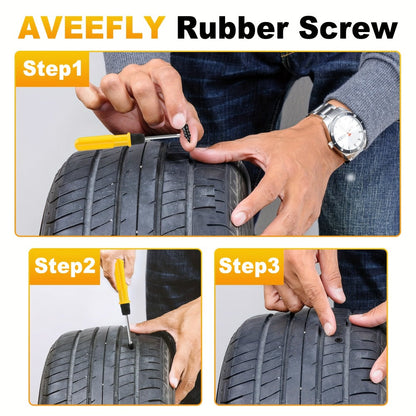 Tire Repair Nails Kit Rubber Screws – Self-Service Vacuum Tire Puncture Repair Set for Car Motorcycle ATV Truck Trailer